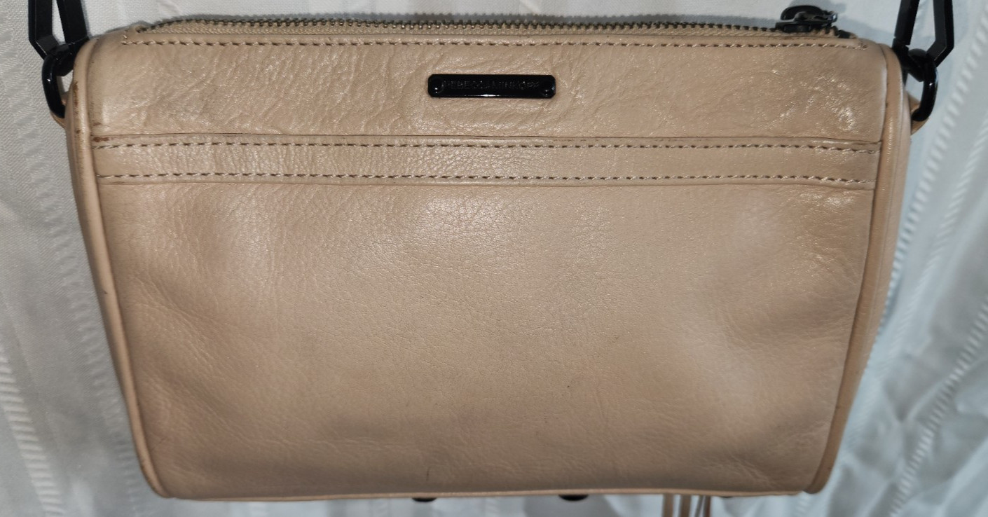 Rebecca Minkoff Mini MAC Crossbody Bag Nude Beige Black Hardware 2015 7″x9″