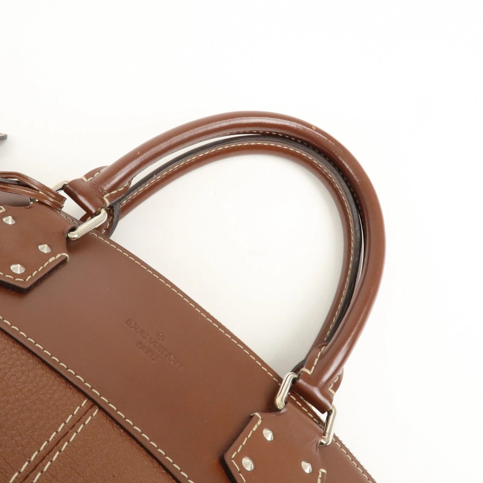 Louis Vuitton Suhari Lock it MM Leather Hand Bag Sienne M91889 Auth Used