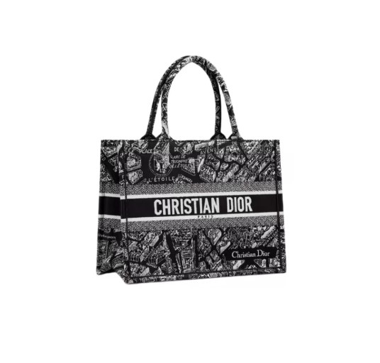 DIOR BookTote Plan de Paris Embroidered Tote Medium Women’s Black14.2*6.5*10.8in