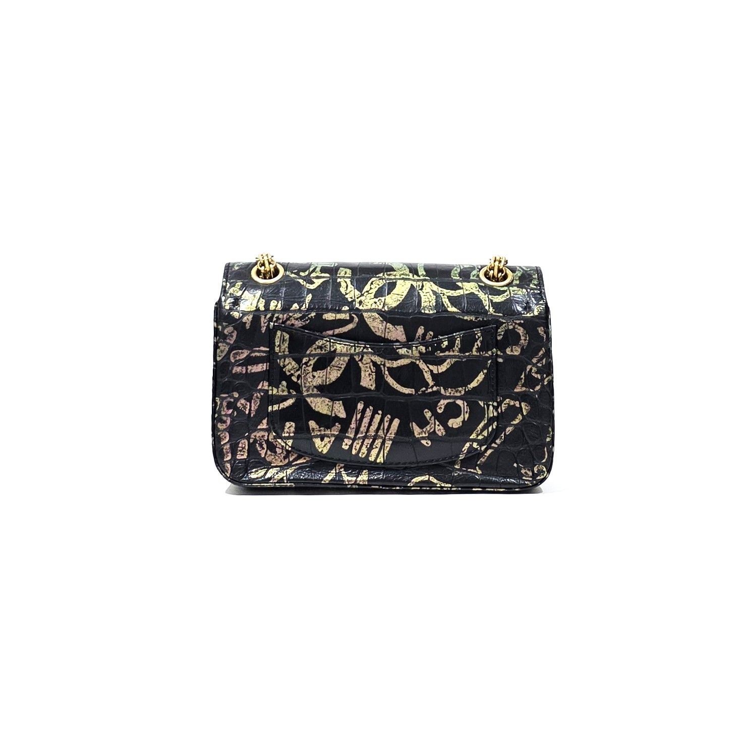 Chanel 2.55 Reissue Black/Gold Grafitti Bag GHW 20x10x8cm SN: 28203957