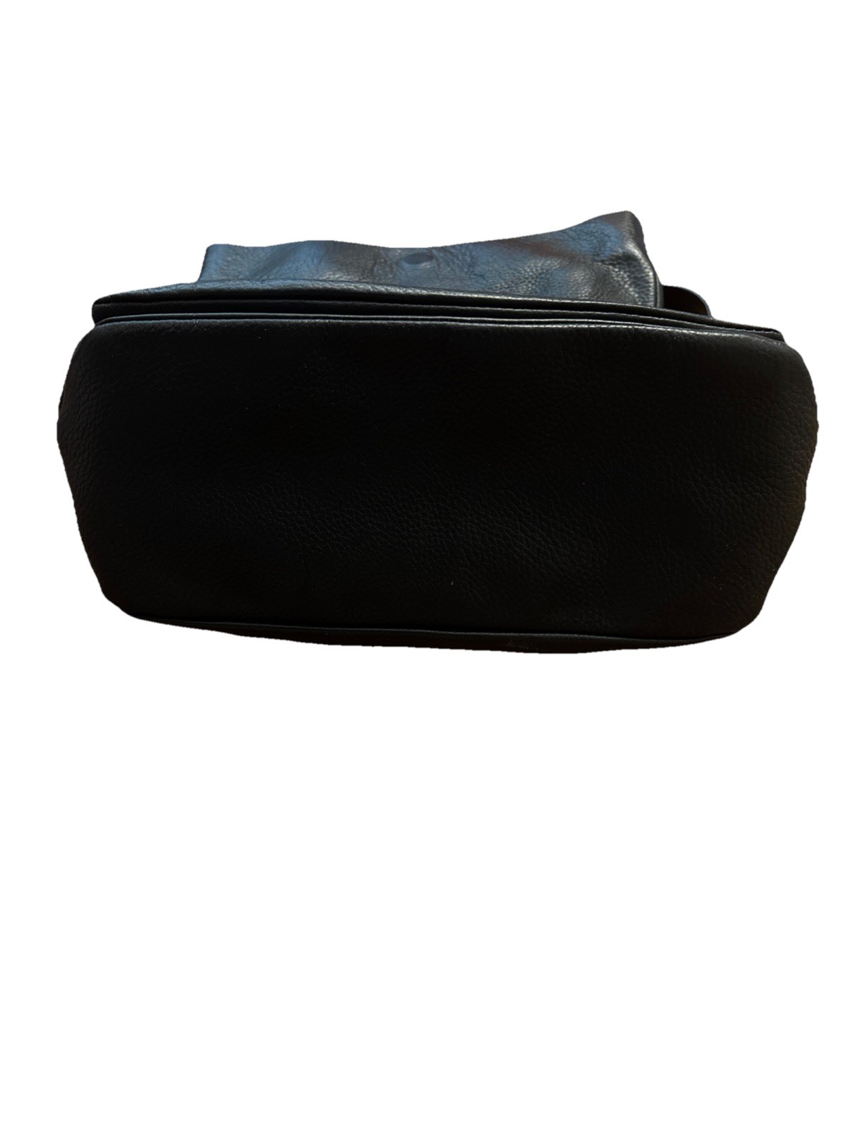 & OTHER STORIES BLACK PEBBLED LEATHER FOLD OVER FLAP FRONT SHOULDER BAG