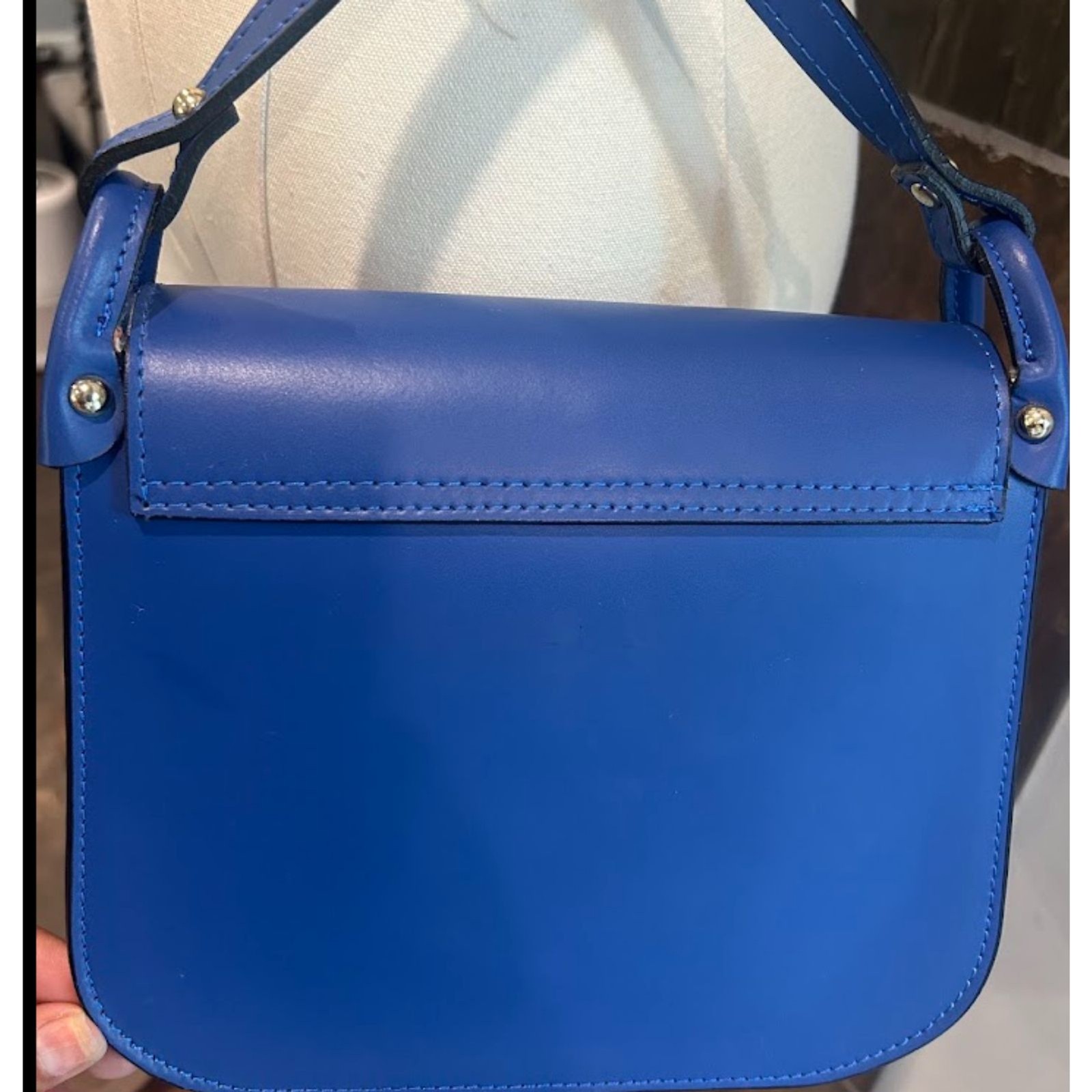 Genuine Florence Italian Leather Saddle Crossbody Bag – Electric Blue Tassel