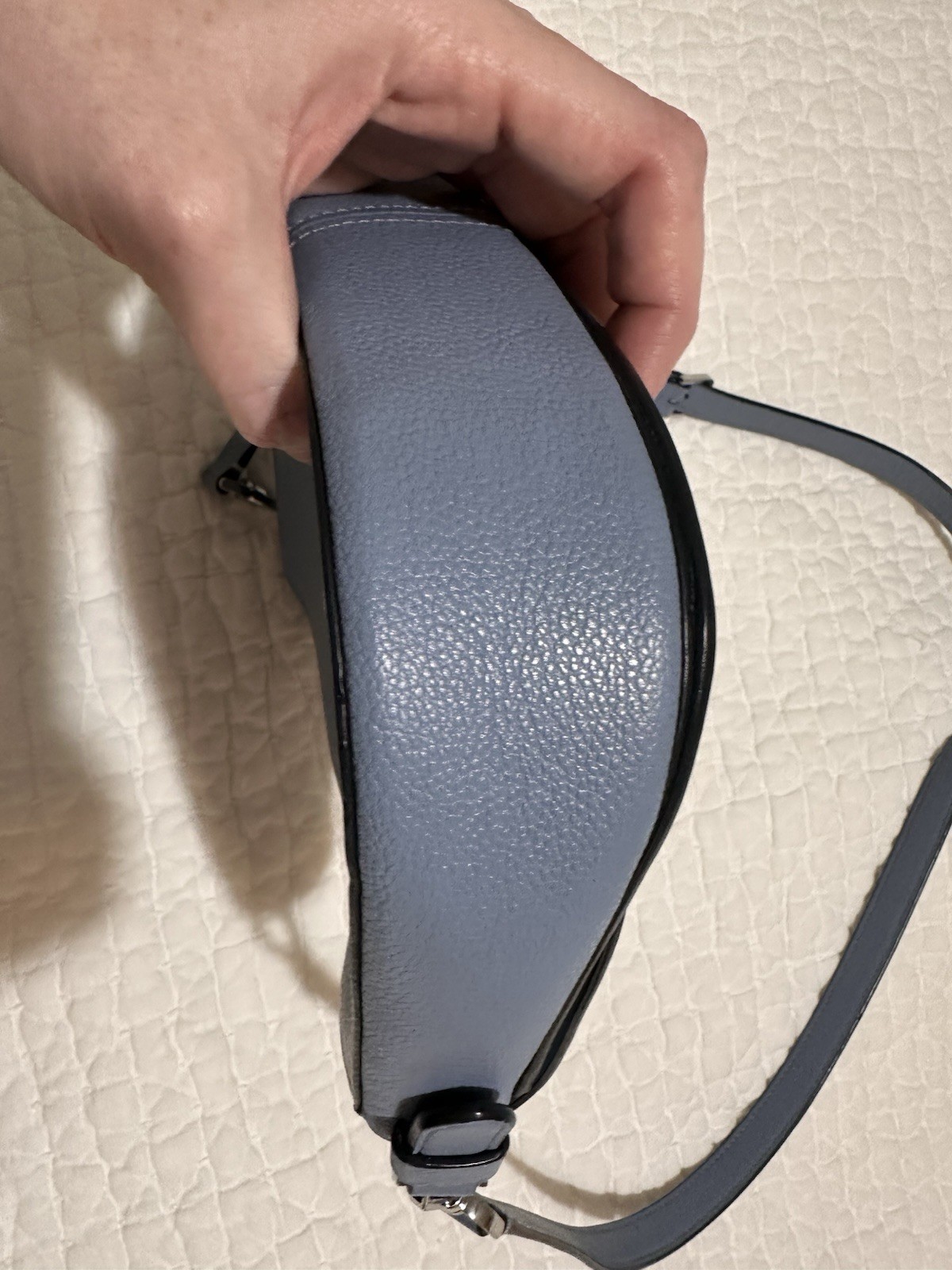 Kate Spade New York Blake Saddle Crossbody Bag Pebbled Leather Blue. HTF