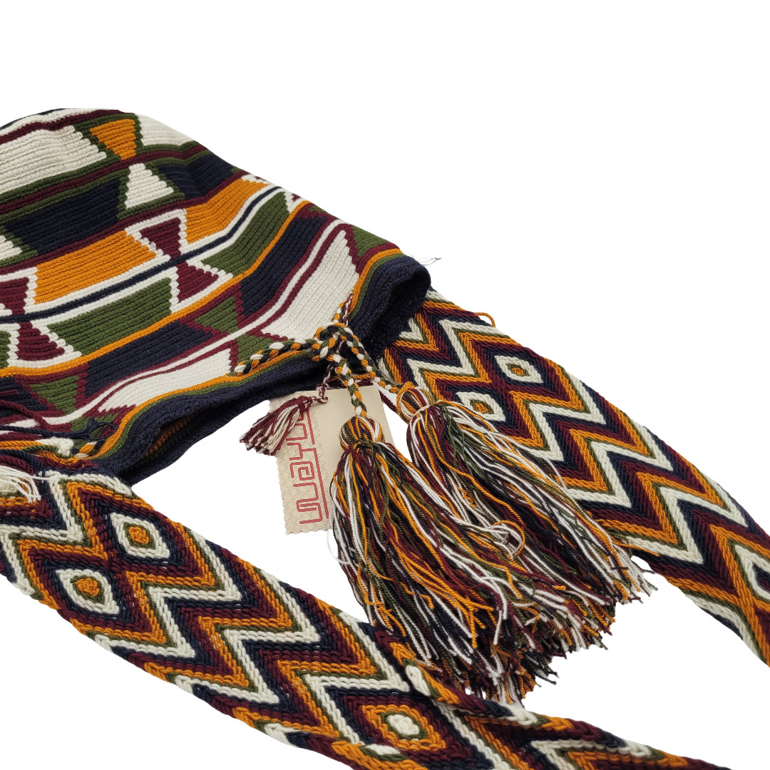 Colombian 🇨🇴 MANY COLORS Handmade Large Wayuu Tribe Mochila Bucket Boho Bag