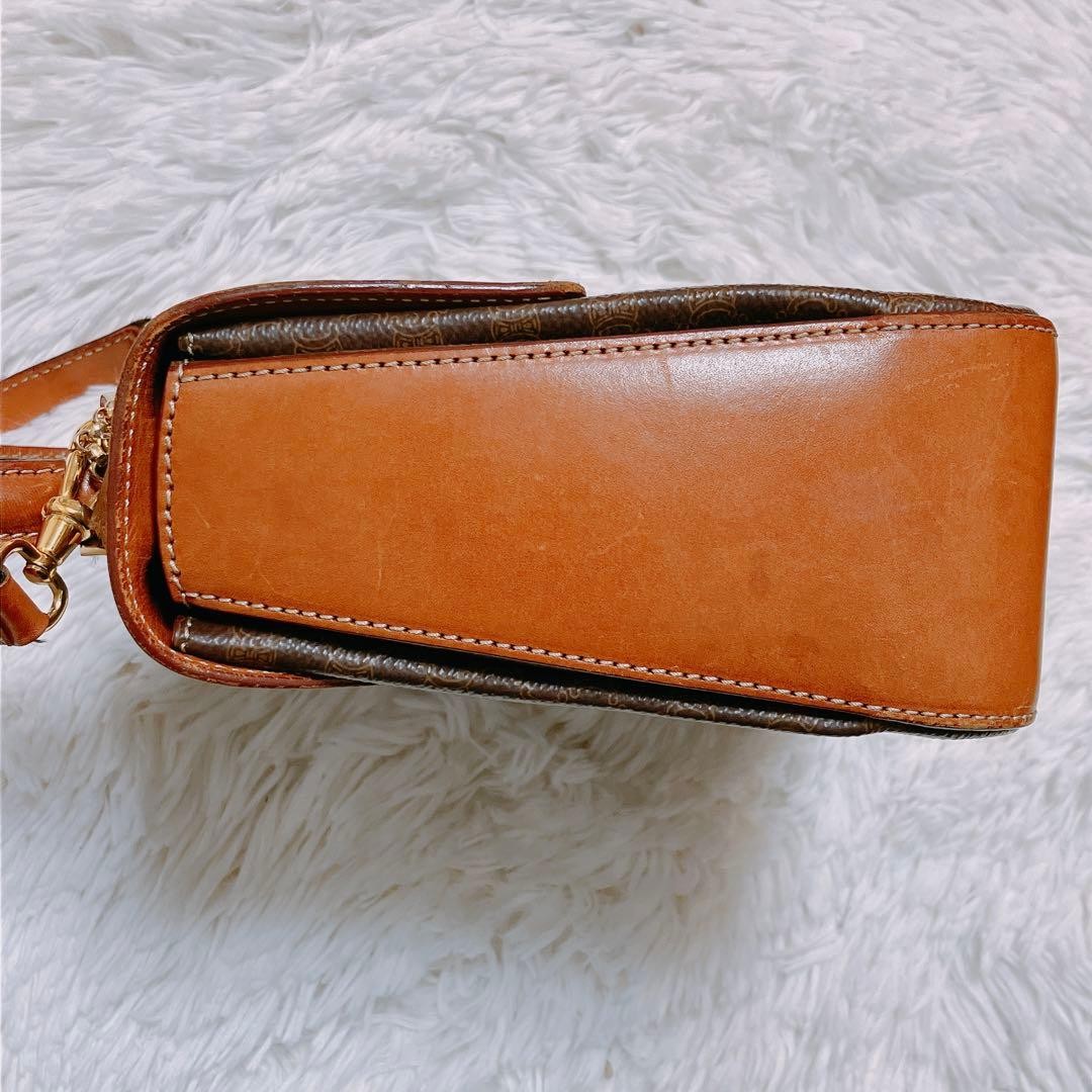CELINE Vintage Macadam Triomphe 2Way Turn Lock Shoulder Hand Bag Brown