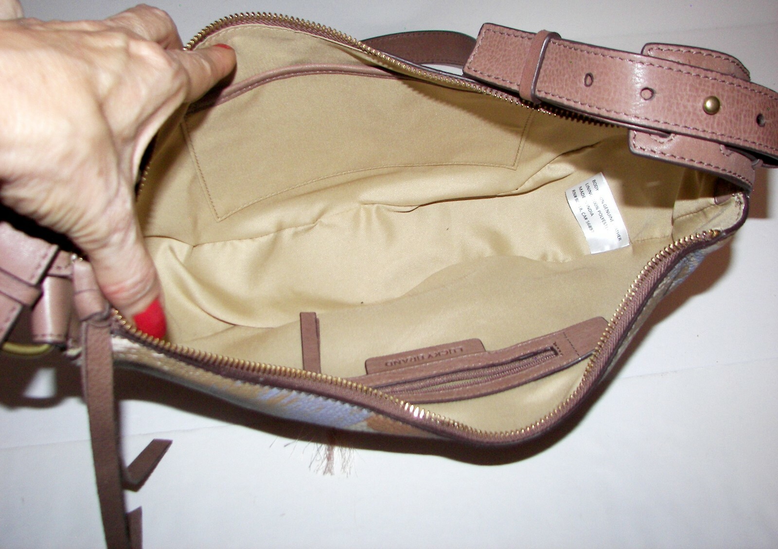 LUCKY BRAND Camo Olive Oil Multi Leather Shoulder bag Crossbody NWT