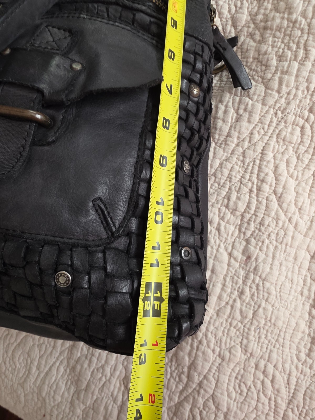 Harbour 2nd Alexandra Black Woven Leather Shoulder Bag