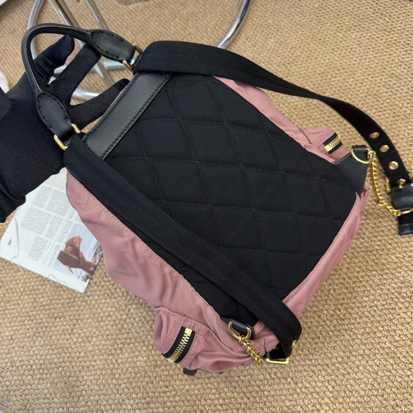 Burberry Classic Series Medium Pink Leather Backpack Duty Paid