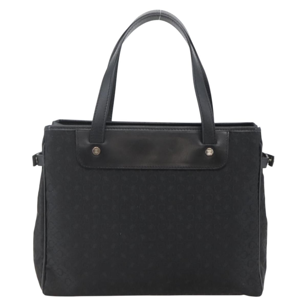 CELINE C Macadam Canvas Hand Bag Black Silver Auth gh998