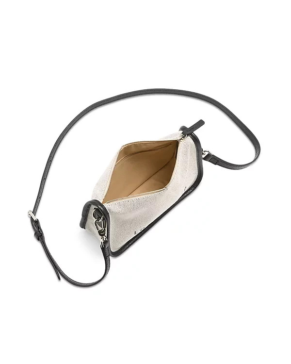 NWT Longchamp Roseau Essential S Crossbody Bag Canvas Black Leather Silver $330
