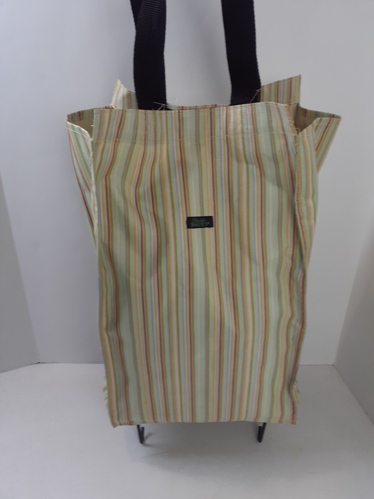 Back to Basics Shopping Travel Tote Bag With Wheels Foldable Collapsible 22x11x7