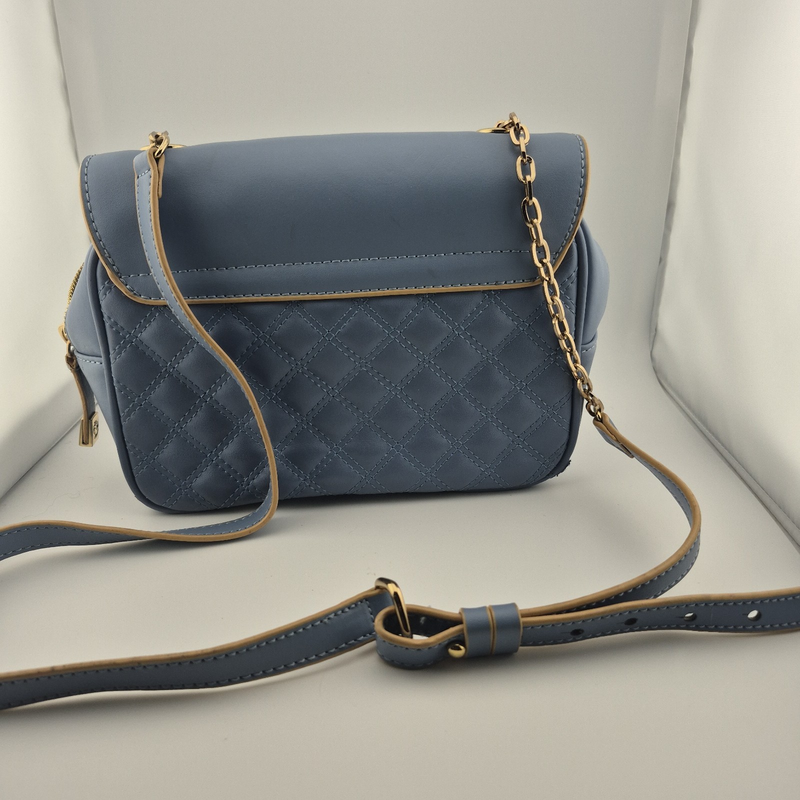 Michael Kors Spartina 449 French Blue Quilted Leather Chain Crossbody Bag