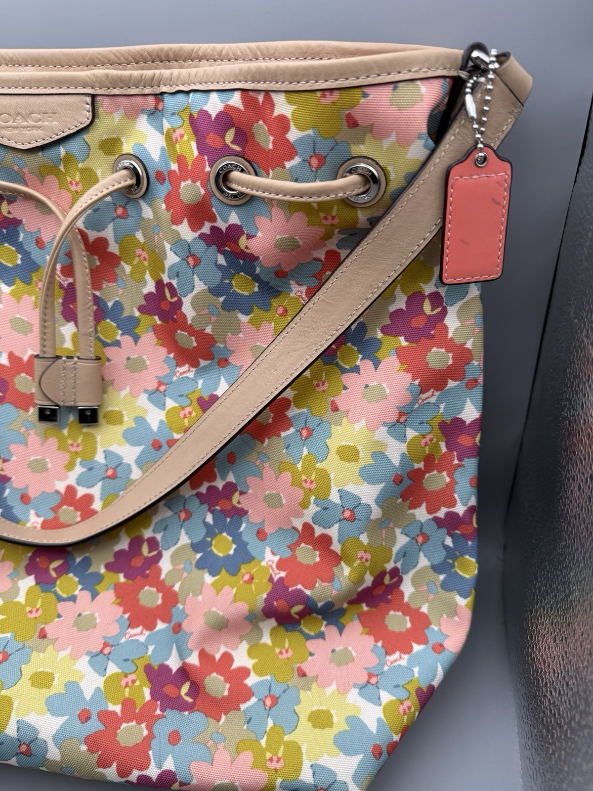 Coach Peyton Floral Print Coated Canvas & Leather Large Multicolor Bag F28922
