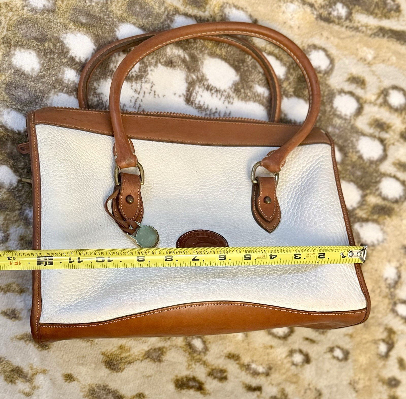 Vintage Dooney & Bourke White Brown Pebbled Satchel ’80’s ’90s Classic USA