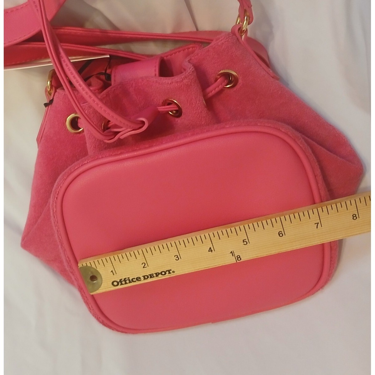 Juicy Couture Beach Couture Crossbody Terry Cloth Pink Flash Bucket Bag New