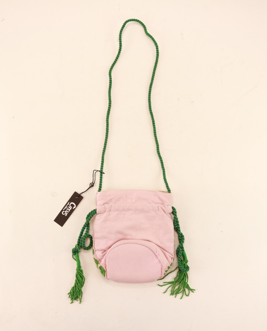 Handbeaded Circus By Sam Edelman Drawstring Bag Purse Satchel Boho Pink Green