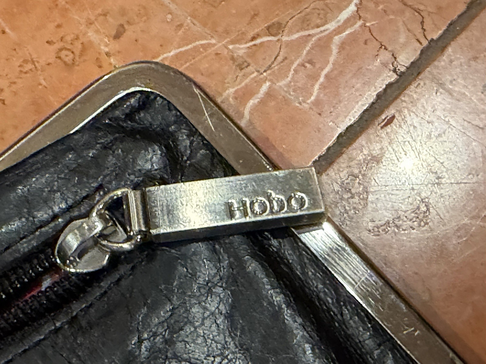HOBO INTERNATIONAL BLACK LEATHER STUDDED SILVER ACCENTS LAUREN CLUTCH WALLET LN