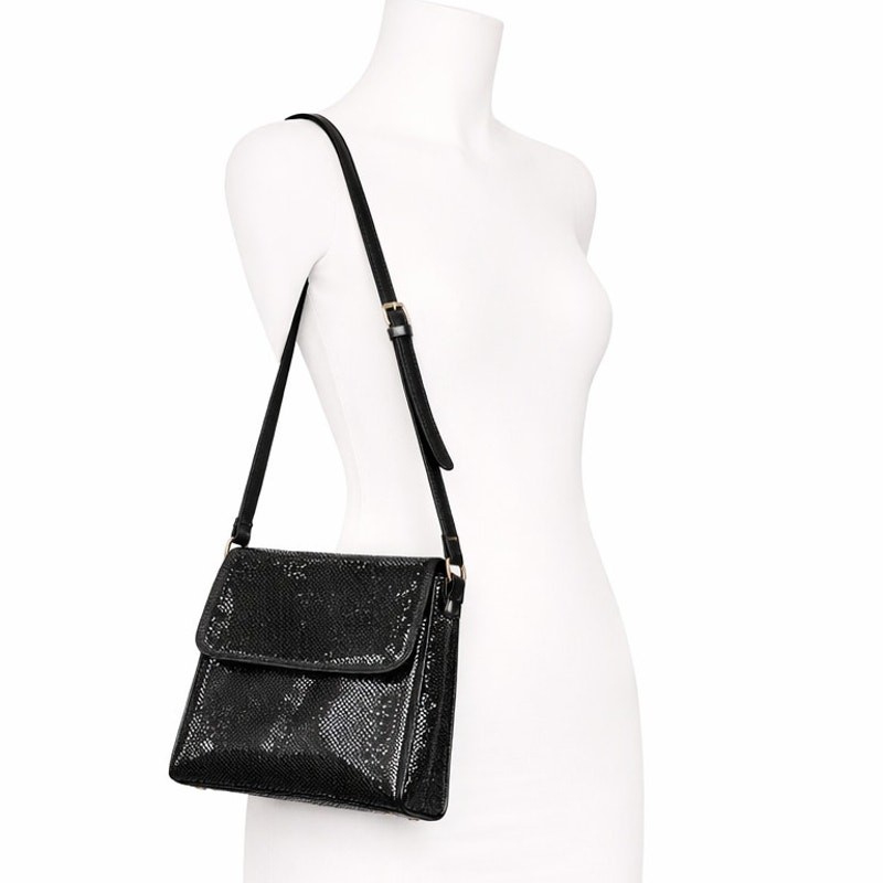 Whiting & Davis Black Mesh Shoulder Bag Flap Evening Purse Strap Shimmer EUC