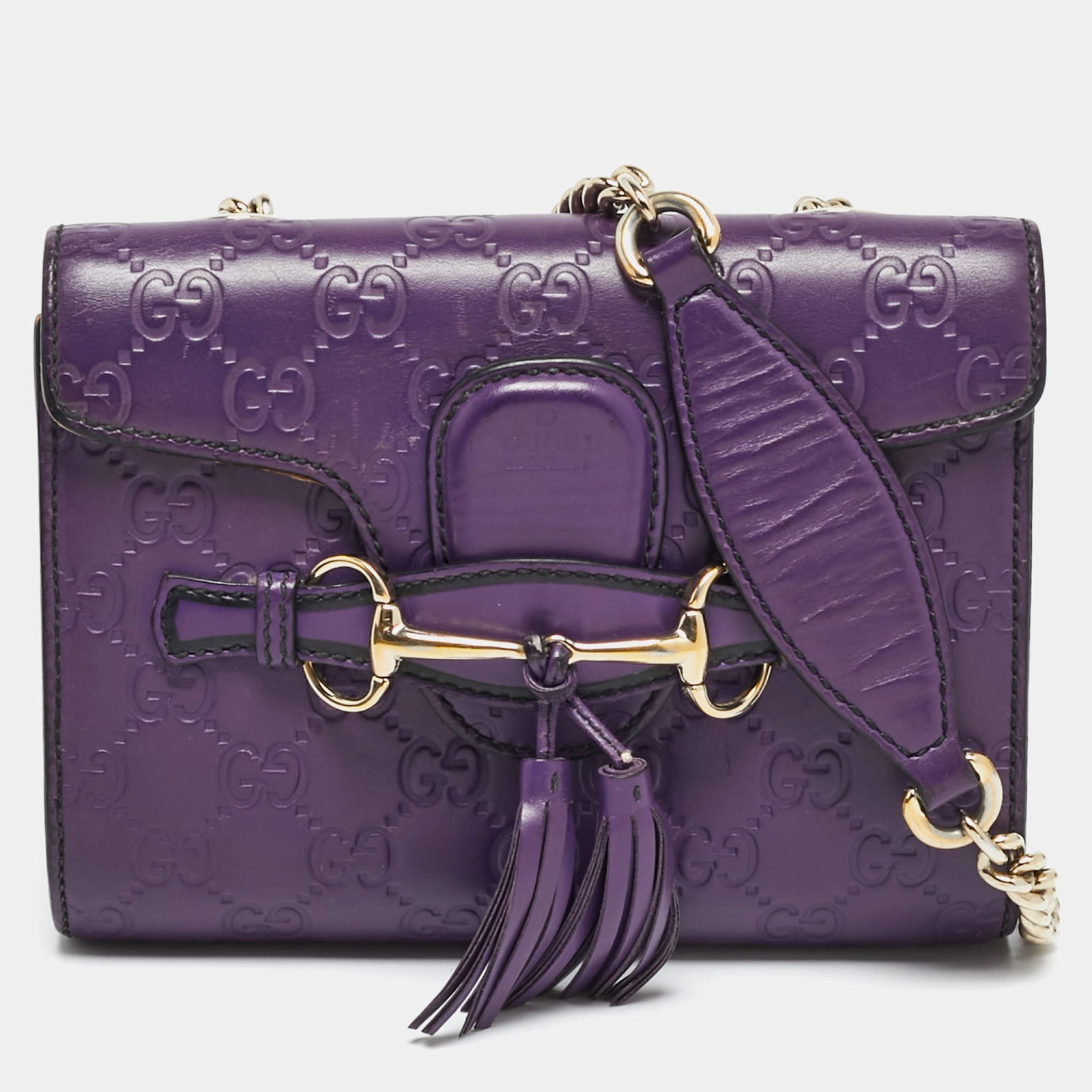 Gucci Emily Mini Purple Guccissima Leather Shoulder Bag