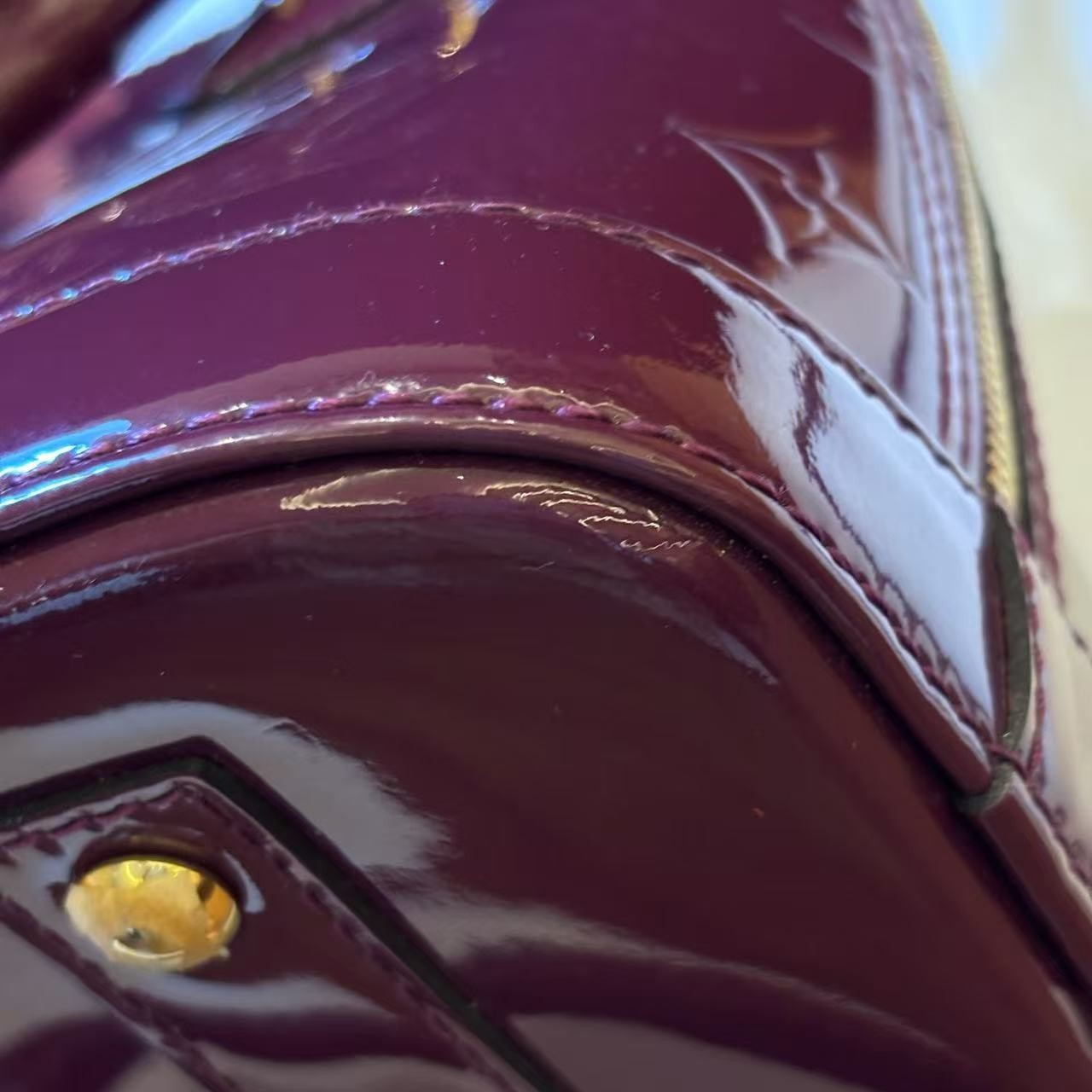 Louis Vuitton LV Monogram Vernis Patent Leather Alma BB Magenta Ombre Crossbody