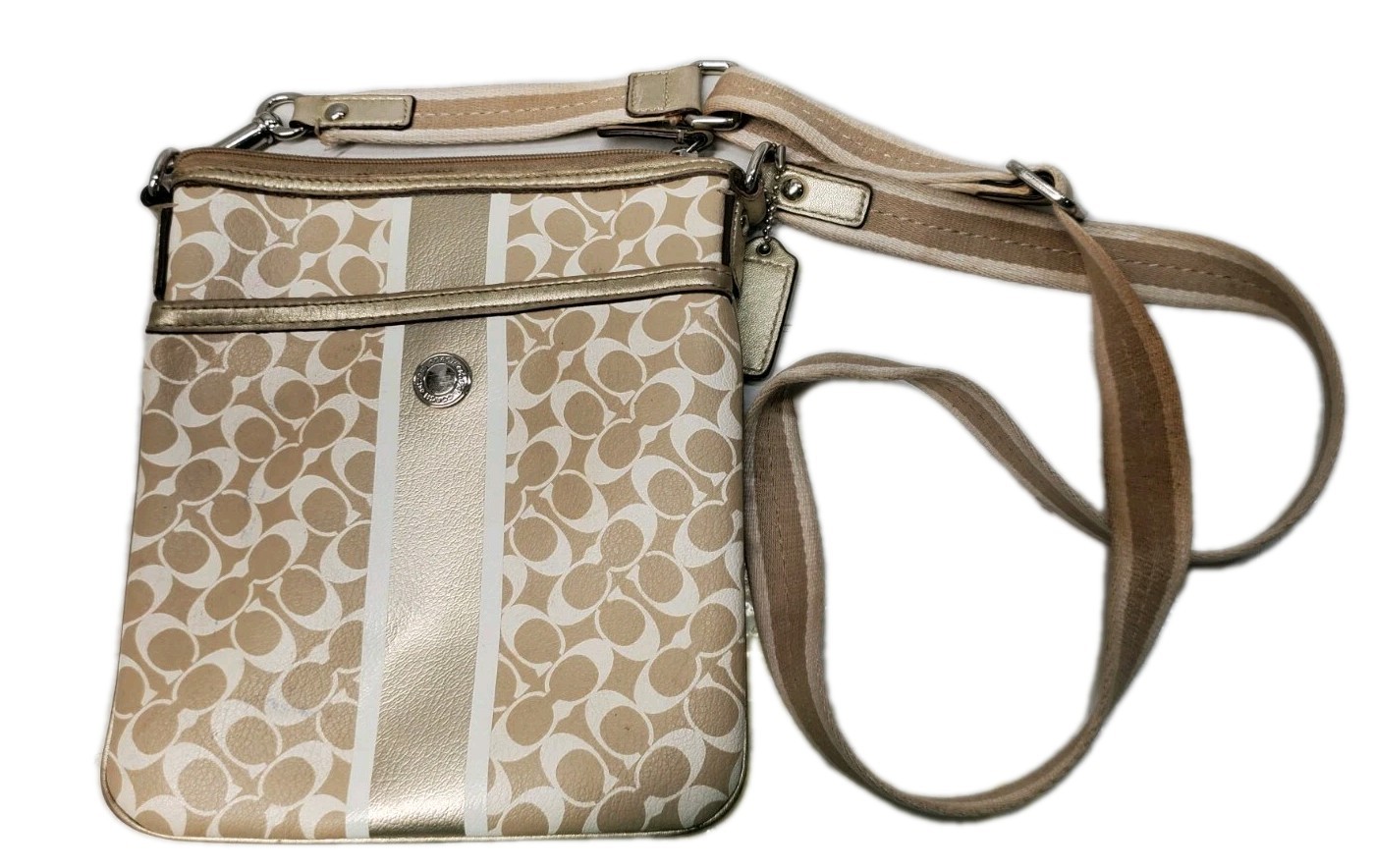 COACH SWINGPACK CROSSBODY WHITE KHAKI SIGNATURE
