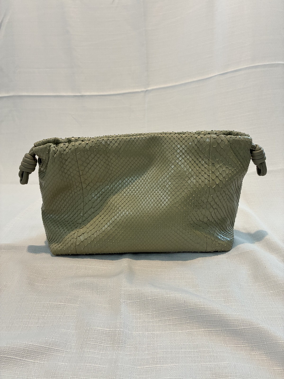 Loewe Flamenco Python Snakeskin Green Drawstring Clutch Purse Pouch