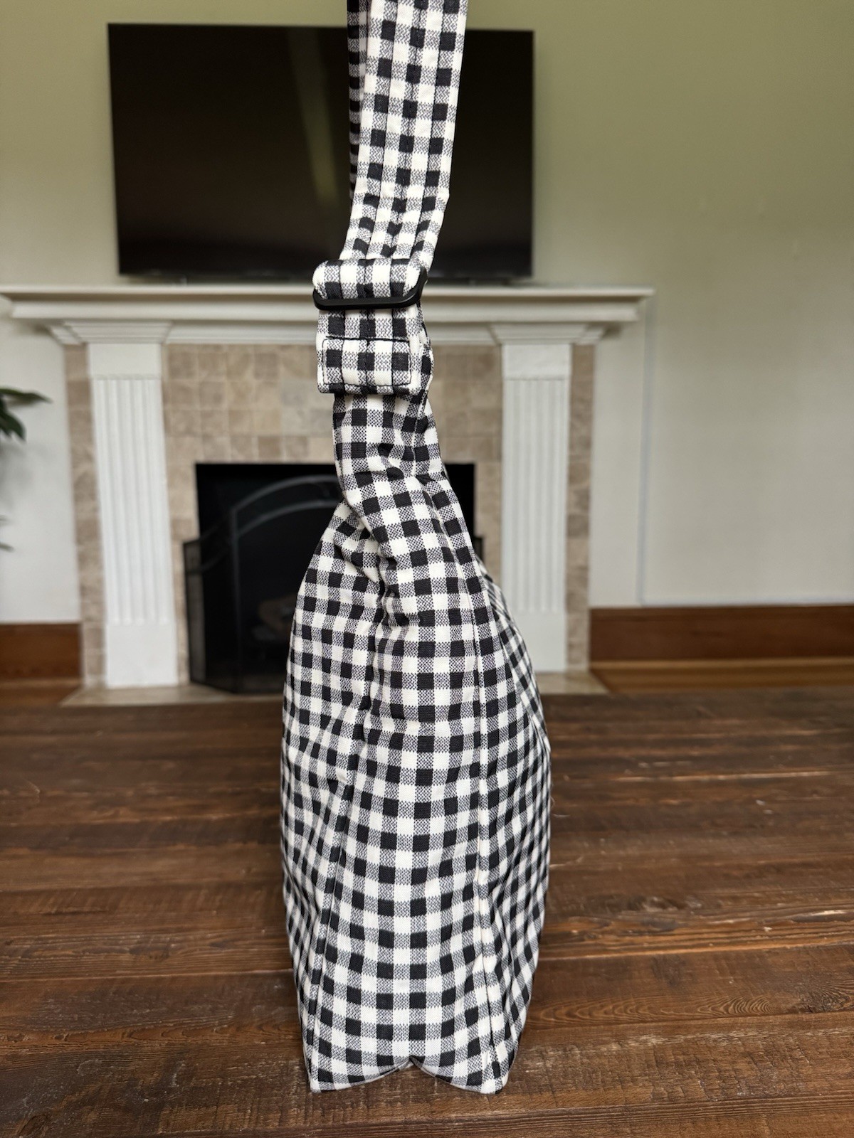 Baggu Nylon Shoulder Bag Black & White Gingham NWT