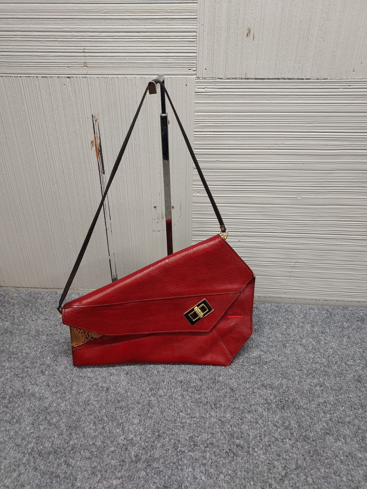 Pierre Laborde Women HandBag Red Strap Clasp Asymmetric Inner Pocket Fashion
