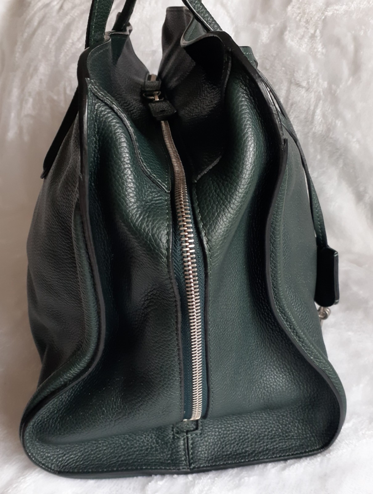 Alexander McQueen Skull Padlock Zip Around Tote Bag Calfskin Forest Green Large