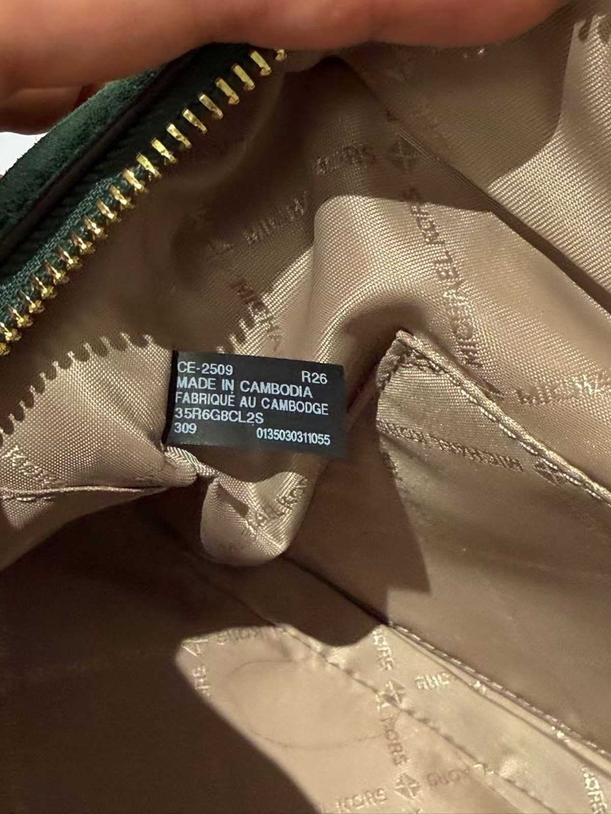 MICHAEL KORS OUTLET Cecily Medium Suede Shoulder Bag luggage/moss NWT