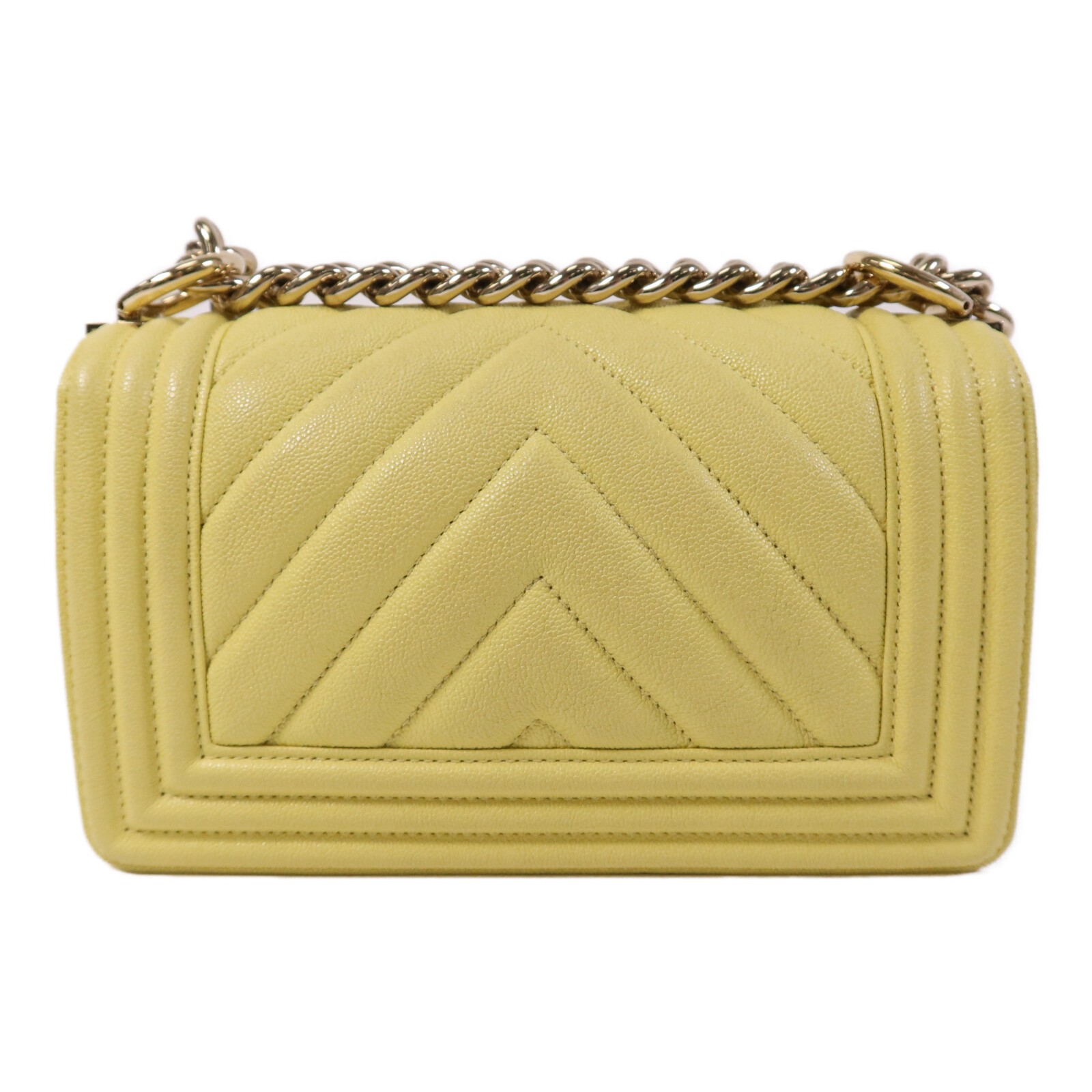 CHANEL CC GHW Boy 20 Chain Shoulder bag A67085 Calfskin Leather Yellow