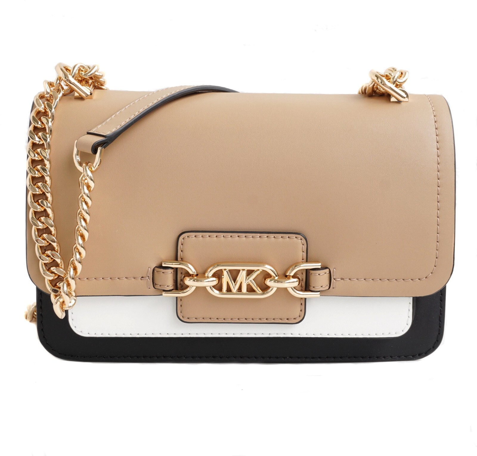 Michael Kors Whitney Heather Large Gusset Shoulder Bag Black Camel New