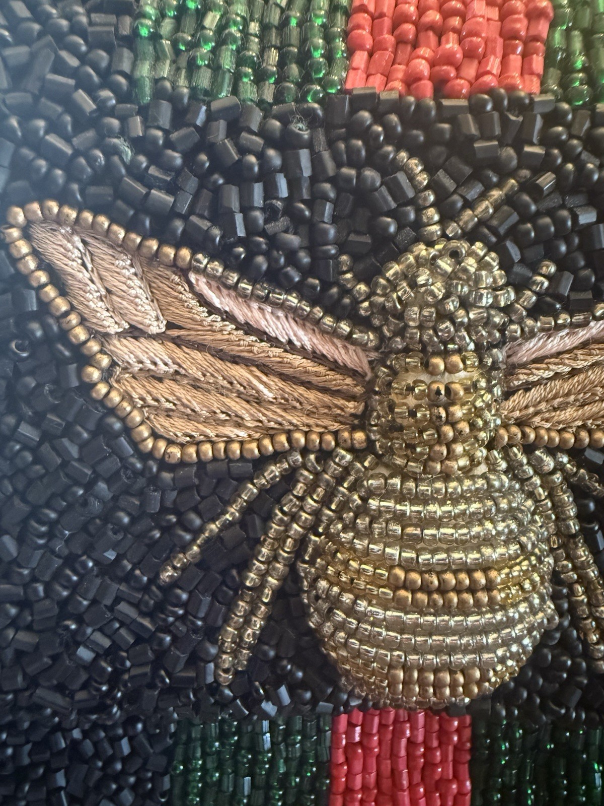 MOYNA Gorgeous Hand Beaded Bee Clutch With Chain Strap Black