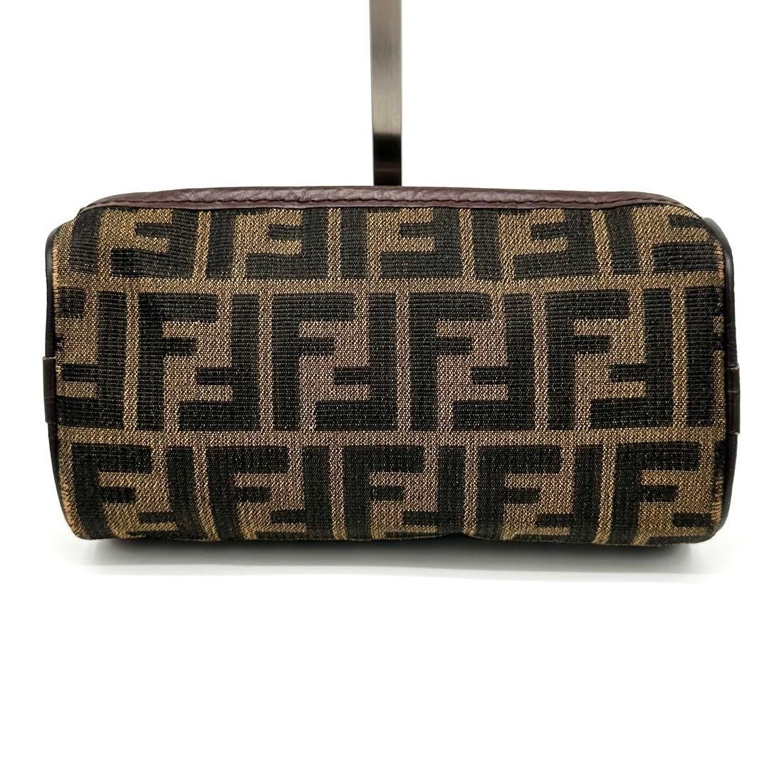 FENDI Zucca FF logo pouch canvas and leather Brown vintage