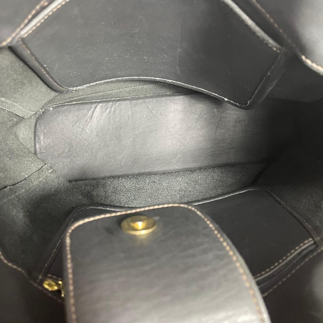 COACH Black Leather Tote Bag Grained Calf M 9314 Gold Hardware 14.6in W