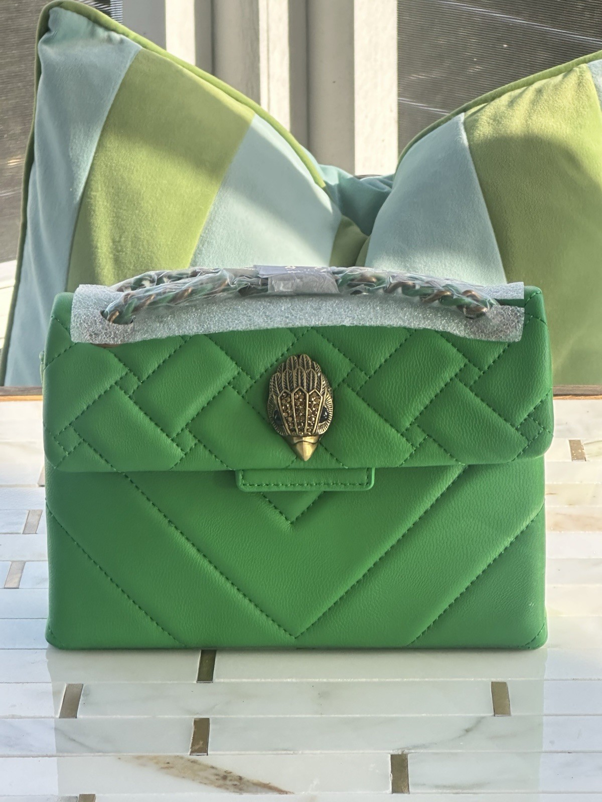 NWT Kurt Geiger Small Kensington Quilted Crossbody Bag Green