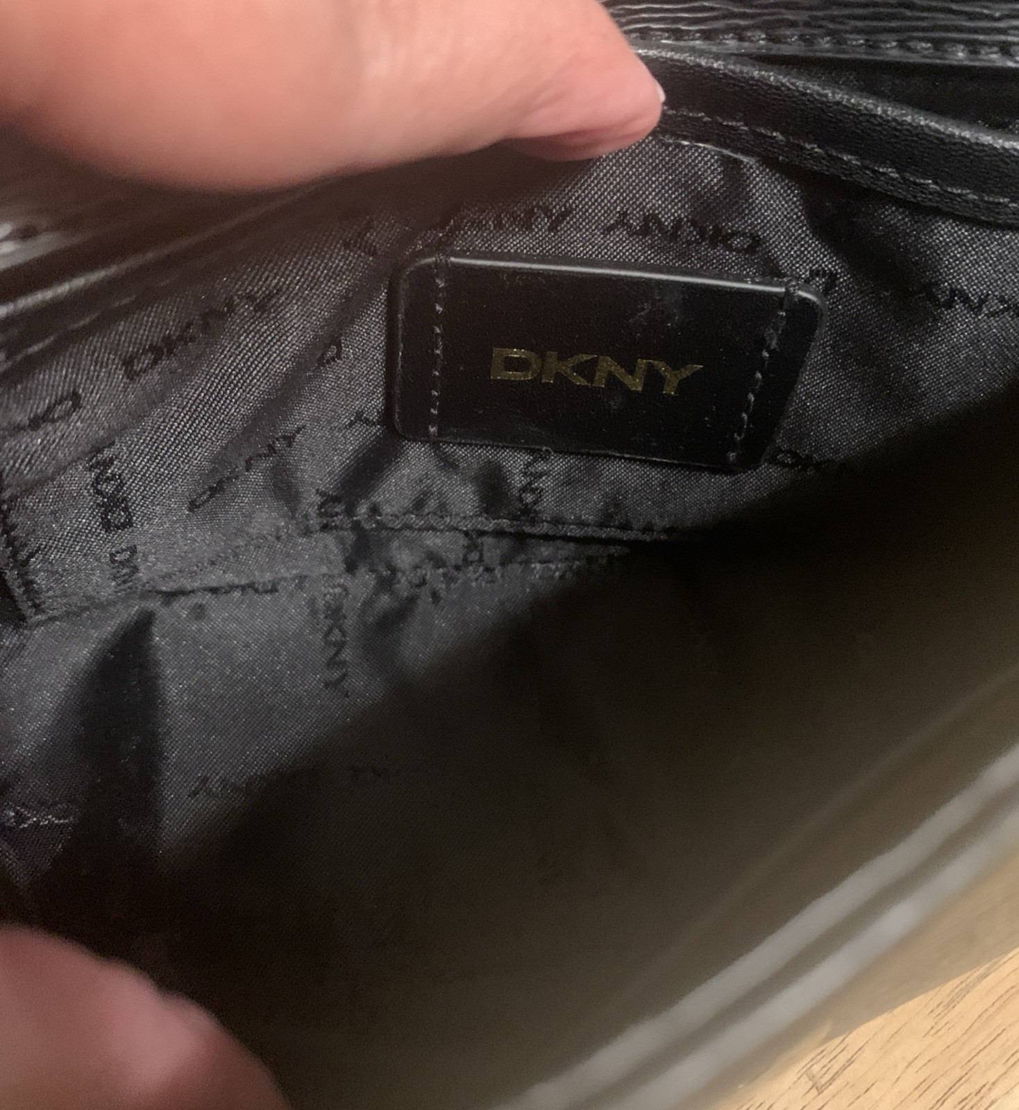 DKNY Black Shoulder Bag Strap Flap Magnetic Closure Gold Hardware Pre Owned