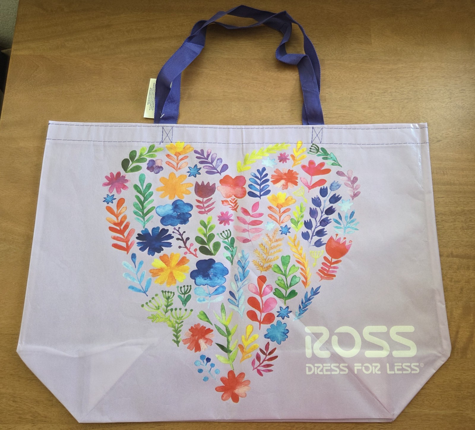 Ross Dress For Less Reusable Tote Bag Lavender Floral Heart
