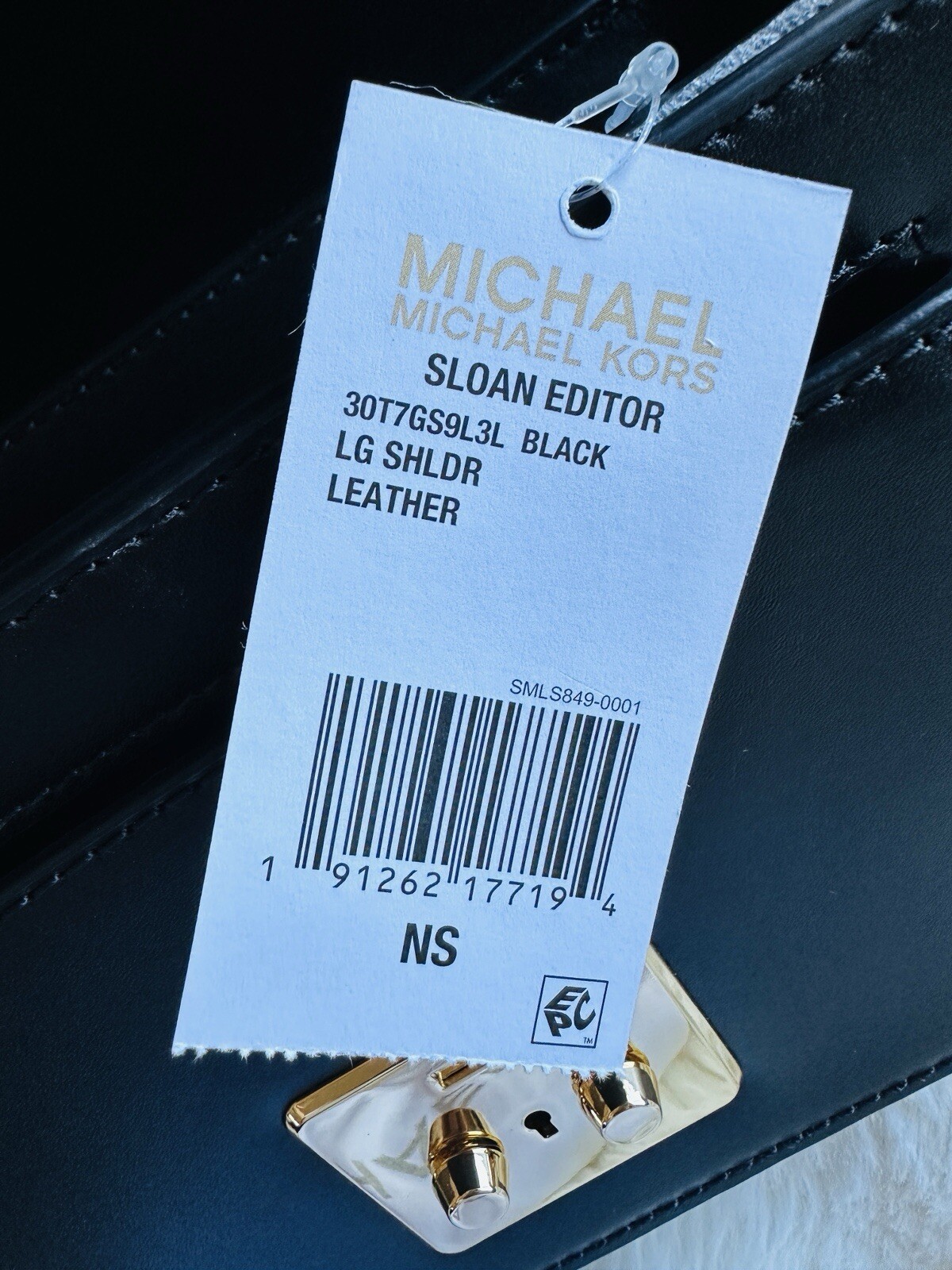 NWT MICHAEL KORS MK Sloan Editor Large Real Leather Shoulder Bag Black Gold