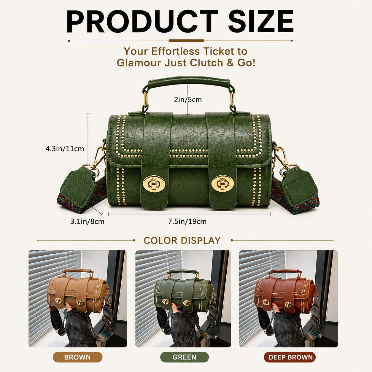 Women’s Barrel Crossbody Bag Faux Leather Top Handle Purse Brown Boho New