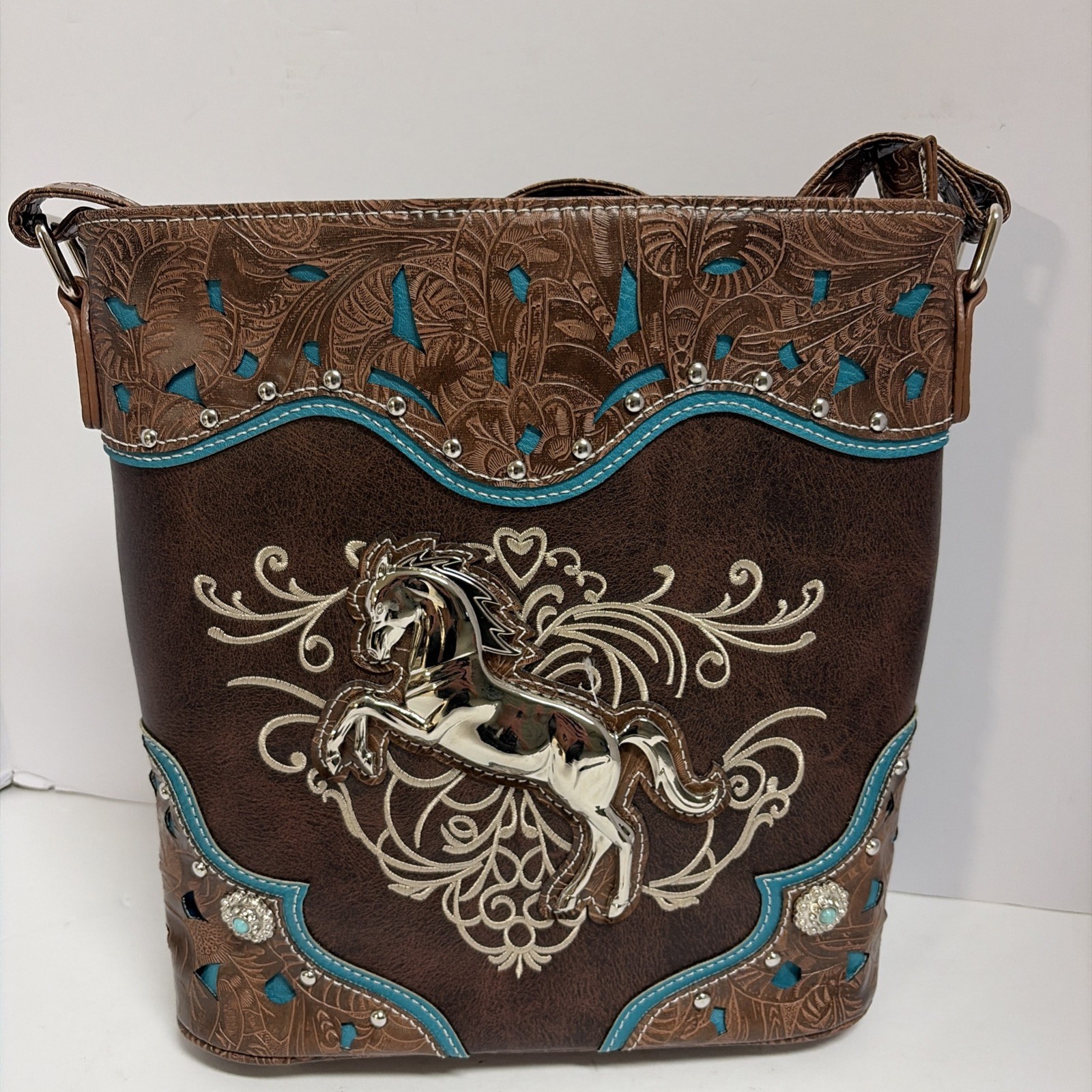 Western Style Cowgirl Horse Cross Body Handbag Women Purse Single Shoulder Bag
