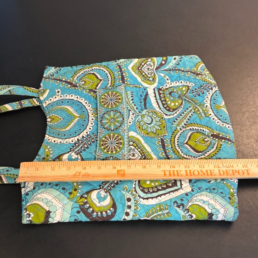 Blue Green Paisley Quilted Shoulder Tote Bag Cottagecore Grannycore