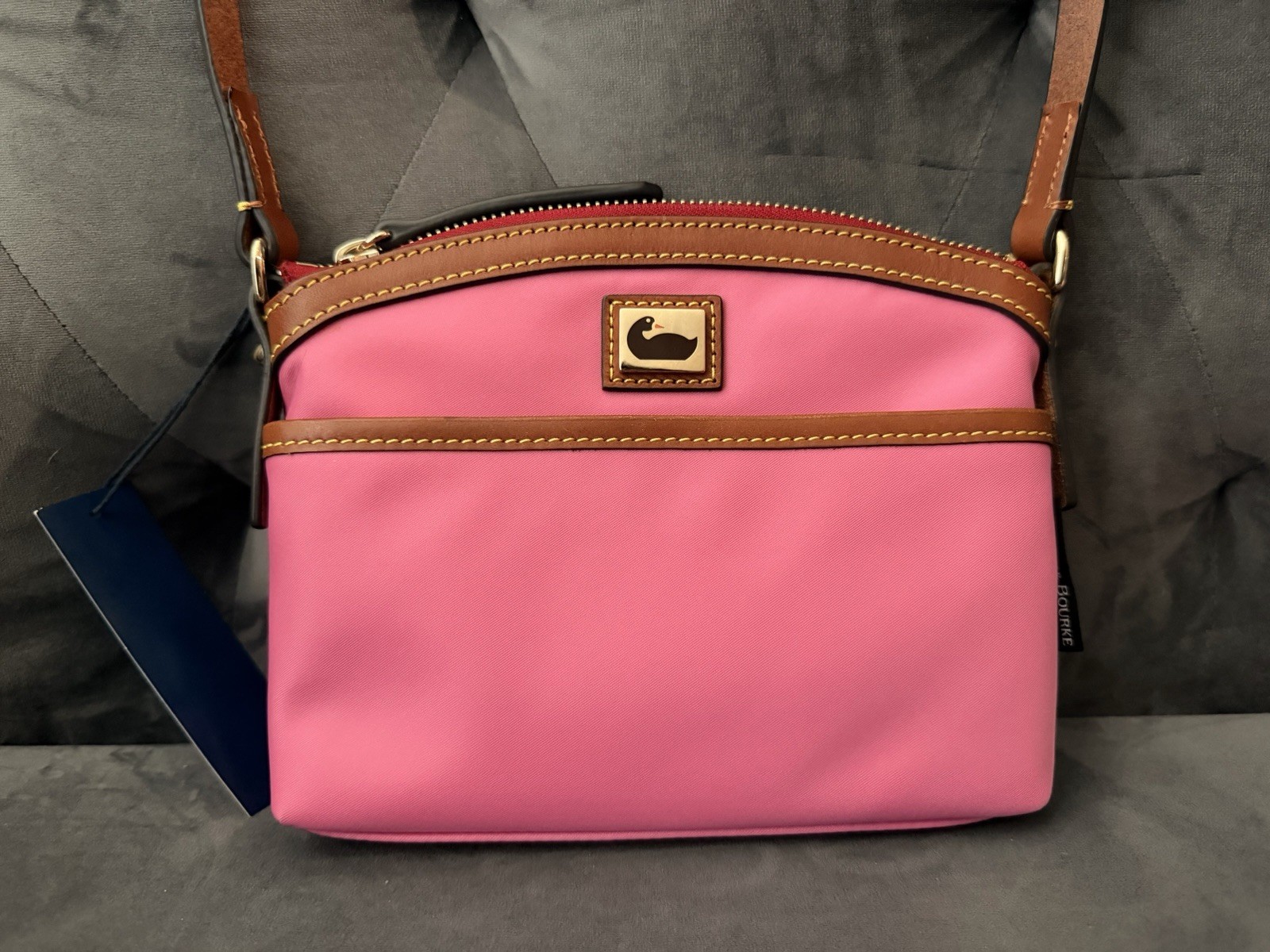 Dooney & Bourke Pink Nylon Crossbody Bag with Duck Logo Leather Trim, Y2K NWT