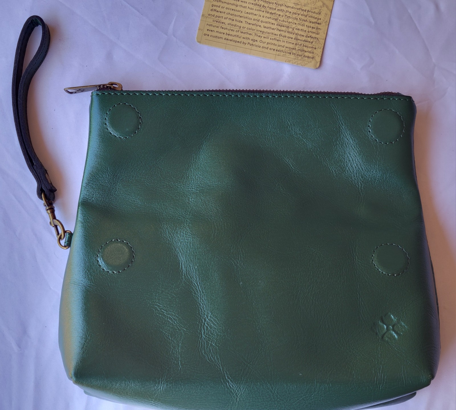 Patricia Nash Cassini Large Wrislet Floral Embossed Olive Green New without Tag