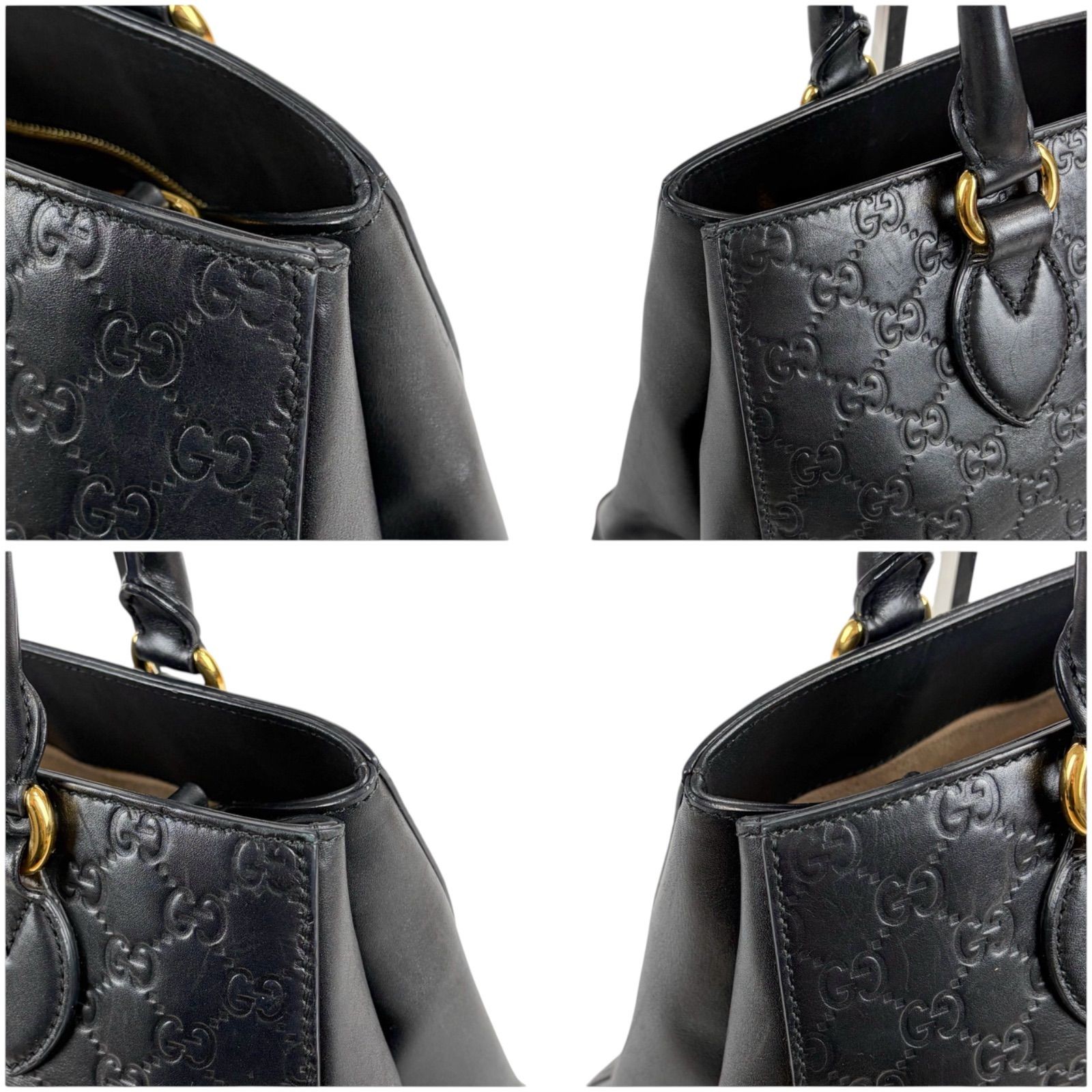 Gucci Leather Black Tote Bag Handbag Pre-Owned Women Purse Designer Luxury Bag