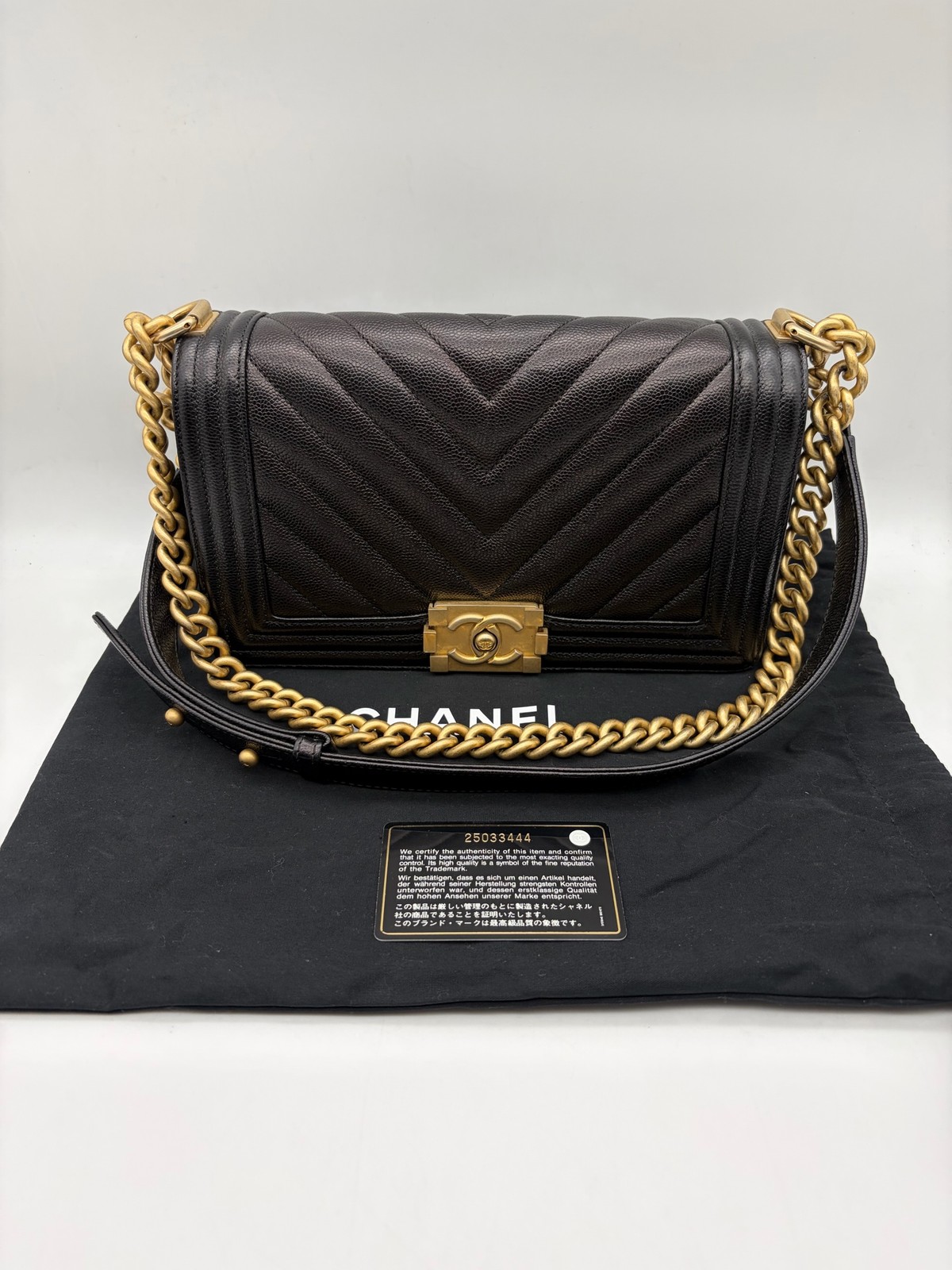 Chanel Le Boy Medium Black Caviar Cowhide Shoulder Crossbody Bag Duty Paid