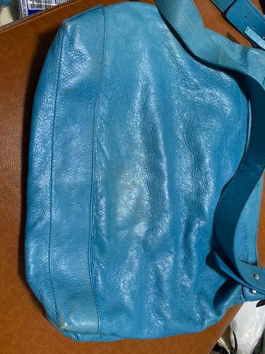 Balenciaga Crossbody Bag Motocross Classic Hip Blue Leather Size: W:16×H:14 in.