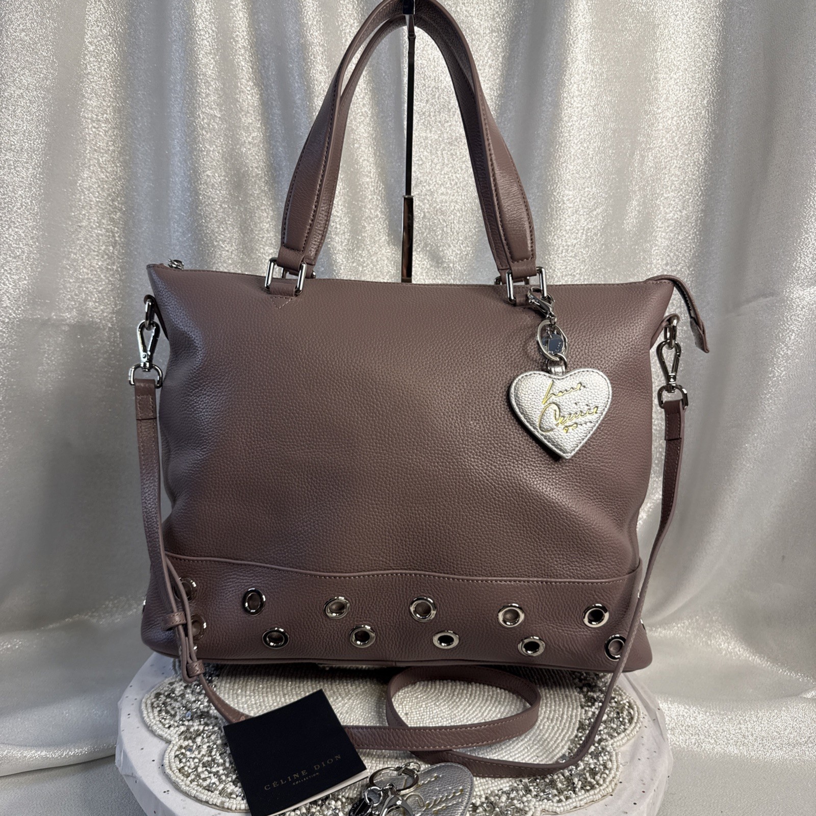 Celine Dion Falsetto Leather Mauve Hand Bag Crossbody NWOT