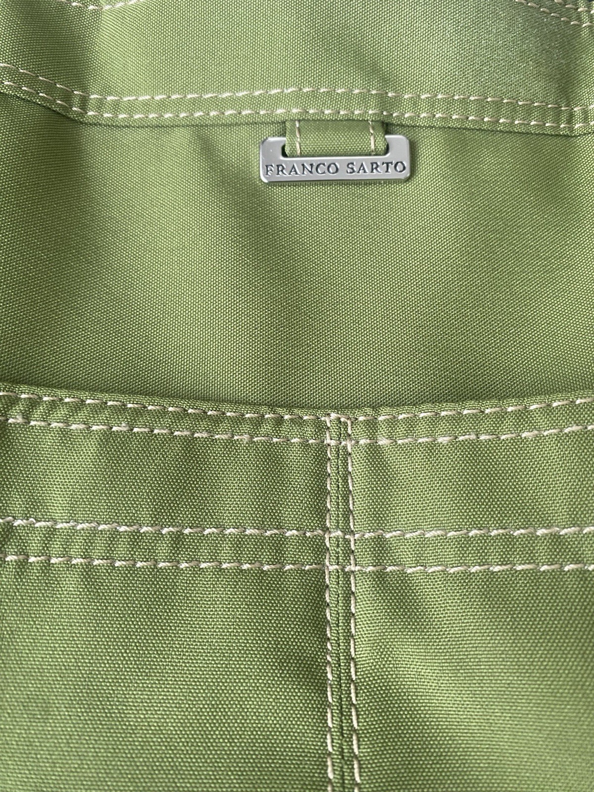 Franco Sarto Olive Green Nylon Tote Bag Large Travel Shoulder Purse