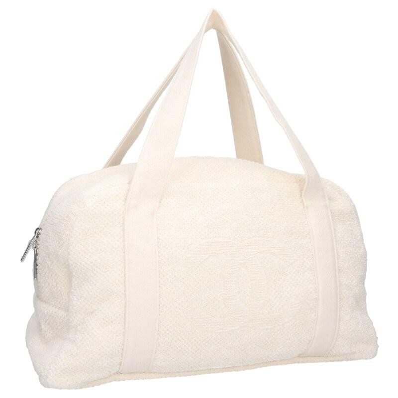 CHANEL Bag: CC Logo Pile Beach Bag White W45H25.5D17cm;